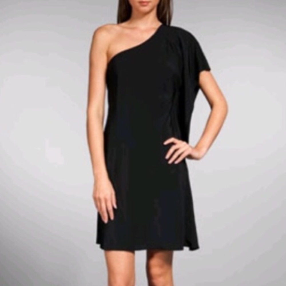 Central Park West Little Black One Shoulder Dress
